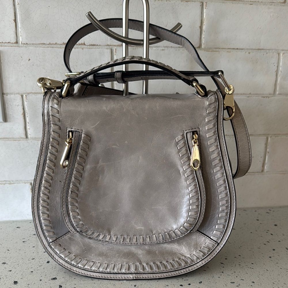 Rebecca Minkoff Vanity Saddle Genuine Leather Crossbody Bag Handbag Whip-Stitch